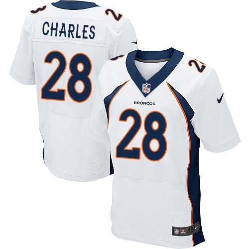 Nike Denver Broncos #28 Jamaal Charles White Men's Stitched NFL New Elite Jersey