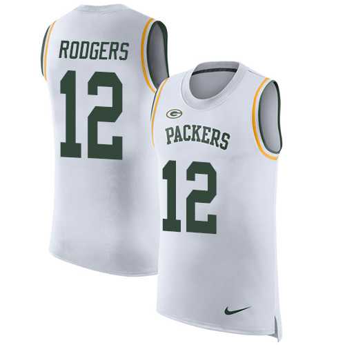 Nike Green Bay Packers #12 Aaron Rodgers White Men's Stitched NFL Limited Rush Tank Top Jersey