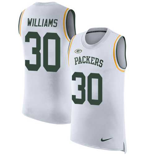 Nike Green Bay Packers #30 Jamaal Williams White Men's Stitched NFL Limited Rush Tank Top Jersey