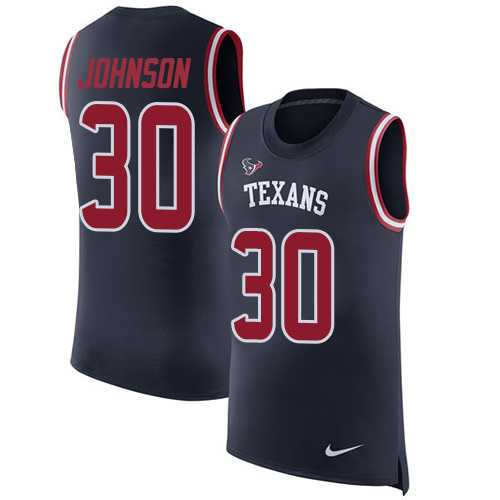 Nike Houston Texans #30 Kevin Johnson Navy Blue Team Color Men's Stitched NFL Limited Rush Tank Top Jersey