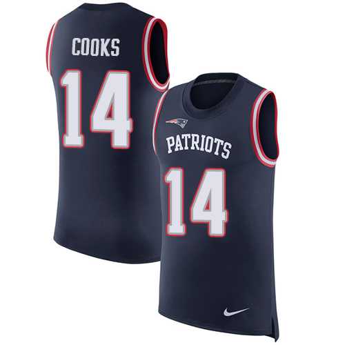 Nike New England Patriots #14 Brandin Cooks Navy Blue Team Color Men's Stitched NFL Limited Rush Tank Top Jersey