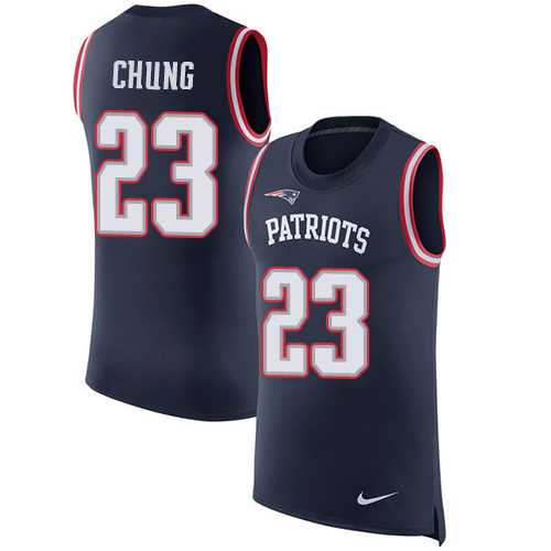 Nike New England Patriots #23 Patrick Chung Navy Blue Team Color Men's Stitched NFL Limited Rush Tank Top Jersey
