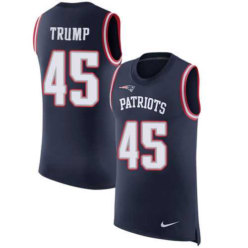 Nike New England Patriots #45 Donald Trump Navy Blue Team Color Men's Stitched NFL Limited Rush Tank Top Jersey