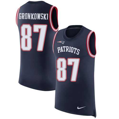Nike New England Patriots #87 Rob Gronkowski Navy Blue Team Color Men's Stitched NFL Limited Rush Tank Top Jersey