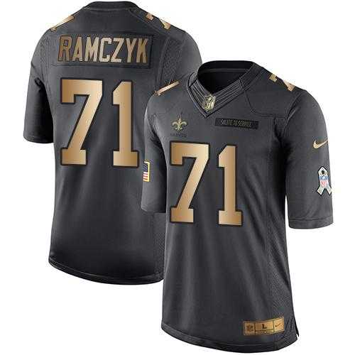 Nike New Orleans Saints #71 Ryan Ramczyk Black Men's Stitched NFL Limited Gold Salute To Service Jersey