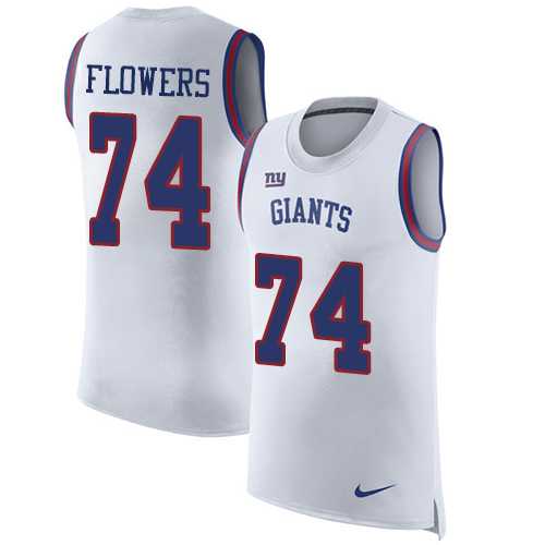 Nike New York Giants #74 Ereck Flowers White Men's Stitched NFL Limited Rush Tank Top Jersey