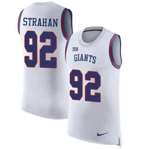 Nike New York Giants #92 Michael Strahan White Men's Stitched NFL Limited Rush Tank Top Jersey