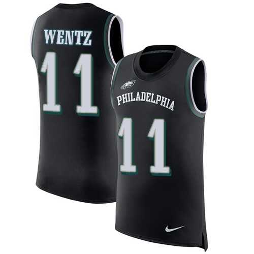 Nike Philadelphia Eagles #11 Carson Wentz Black Alternate Men's Stitched NFL Limited Rush Tank Top Jersey