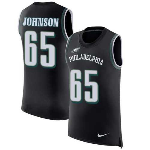 Nike Philadelphia Eagles #65 Lane Johnson Black Alternate Men's Stitched NFL Limited Rush Tank Top Jersey