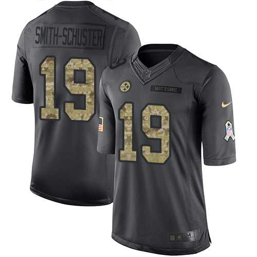 Nike Pittsburgh Steelers #19 JuJu Smith-Schuster Black Men's Stitched NFL Limited 2016 Salute to Service Jersey