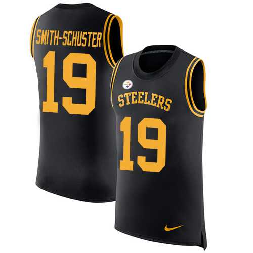 Nike Pittsburgh Steelers #19 JuJu Smith-Schuster Black Team Color Men's Stitched NFL Limited Rush Tank Top Jersey