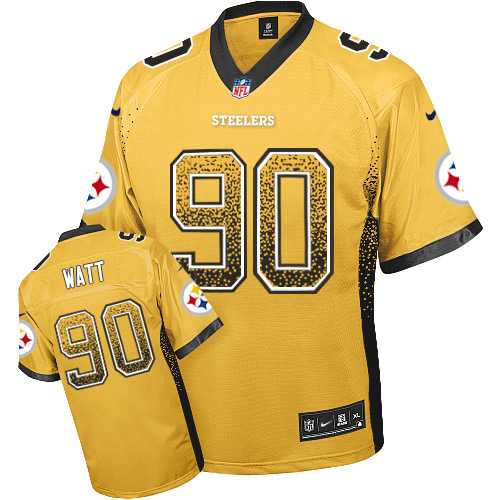 Nike Pittsburgh Steelers #90 T. J. Watt Gold Men's Stitched NFL Elite Drift Fashion Jersey