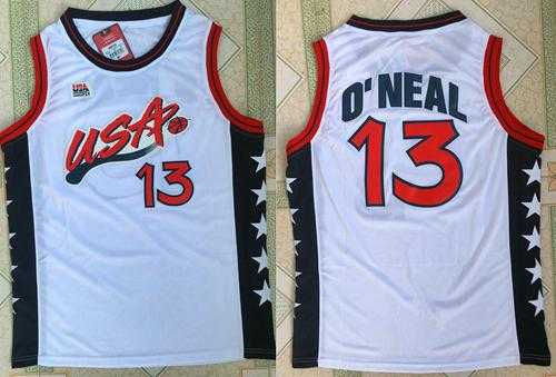 Nike Team USA #13 Shaquille O'Neal White 1996 Dream Team Stitched NBA Jersey