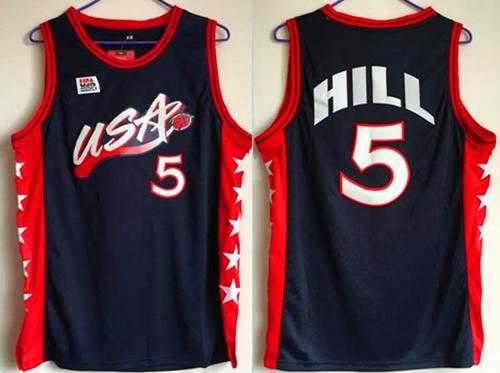 Nike Team USA #5 Grant Hill Navy Blue 1996 Dream Team Stitched NBA Jersey