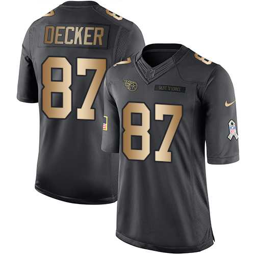Nike Tennessee Titans #87 Eric Decker Black Men's Stitched NFL Limited Gold Salute To Service Jersey