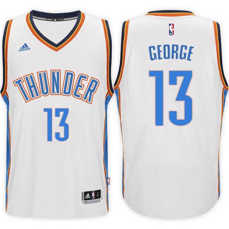 Oklahoma City Thunder #13 Paul George Home White New Swingman Stitched NBA Jersey