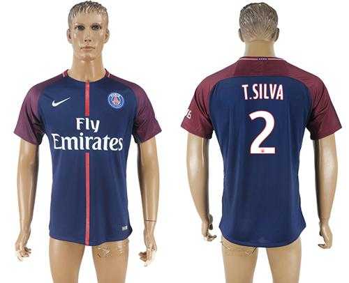 Paris Saint-Germain #2 T.Silva Home Soccer Club Jersey