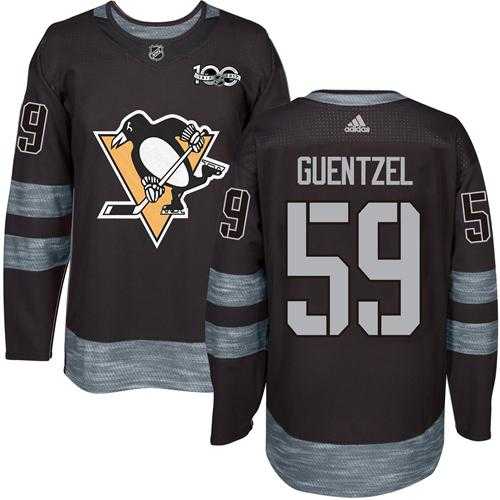 Pittsburgh Penguins #59 Jake Guentzel Black 1917-2017 100th Anniversary Stitched NHL Jersey
