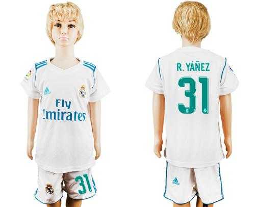 Real Madrid #31 R.Yanez White Home Kid Soccer Club Jersey