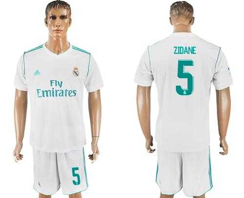 Real Madrid #5 Zidane White Home Soccer Club Jersey