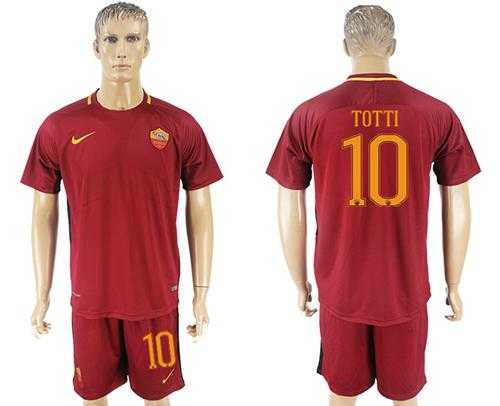 Roma #10 Totti Red Home Soccer Club Jersey