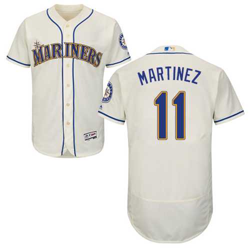 Seattle Mariners #11 Edgar Martinez Cream Flexbase Authentic Collection Stitched MLB Jersey