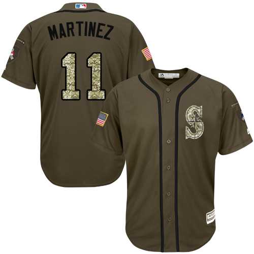 Seattle Mariners #11 Edgar Martinez Green Salute to Service Stitched MLB Jersey