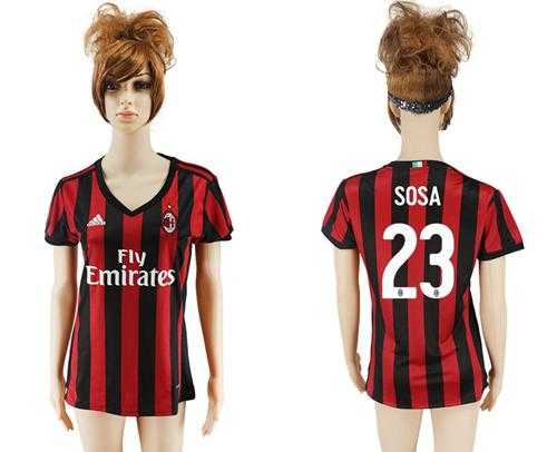 Women's AC Milan #23 Sosa Home Soccer Club Jersey
