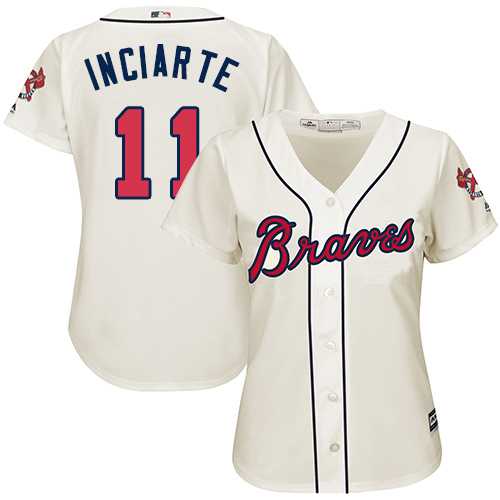 Women's Atlanta Braves #11 Ender Inciarte Cream Alternate Stitched MLB Jersey