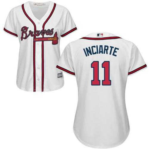 Women's Atlanta Braves #11 Ender Inciarte White Home Stitched MLB Jersey