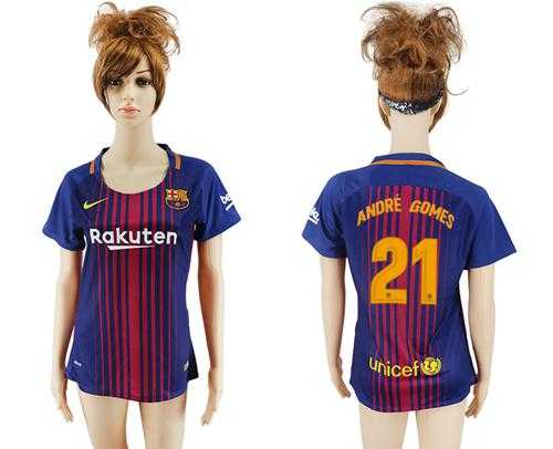 Women's Barcelona #21 Andre Gomes Home Soccer Club Jersey