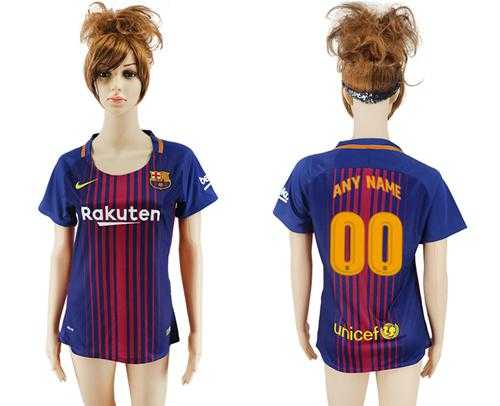 Women's Barcelona Personalized Home Soccer Club Jersey