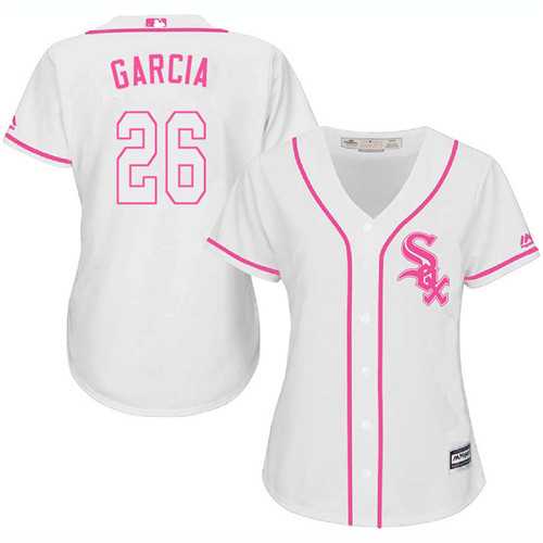 Women's Chicago White Sox #26 Avisail Garcia White Pink Fashion Stitched MLB Jersey