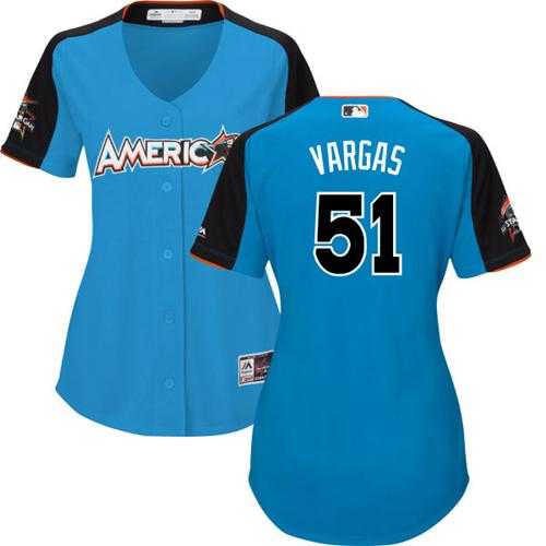 Women's Kansas City Royals #51 Jason Vargas Blue 2017 All-Star American League Stitched MLB Jersey