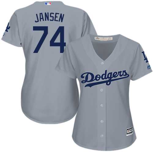 Women's Los Angeles Dodgers #74 Kenley Jansen Grey Alternate Road Stitched MLB Jersey