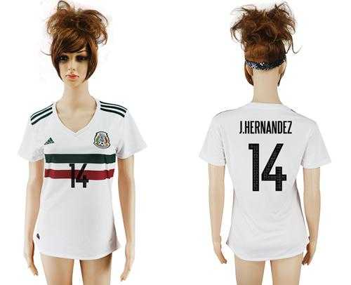 Women's Mexico #14 J.Hernandez Away Soccer Country Jersey