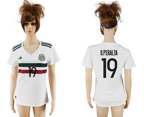 Women's Mexico #19 O.Peralta Away Soccer Country Jersey