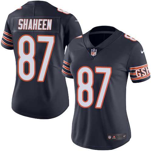 Women's Nike Chicago Bears #87 Adam Shaheen Navy Blue Team Color Stitched NFL Vapor Untouchable Limited Jersey