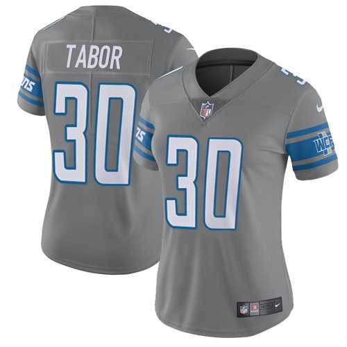 Women's Nike Detroit Lions #30 Teez Tabor Gray Stitched NFL Limited Rush Jersey