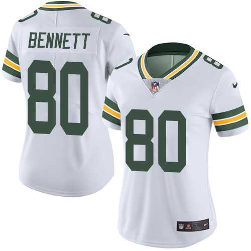 Women's Nike Green Bay Packers #80 Martellus Bennett White Stitched NFL Vapor Untouchable Limited Jersey
