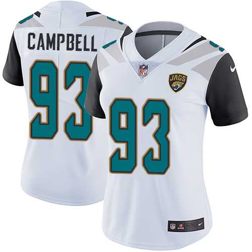 Women's Nike Jacksonville Jaguars #93 Calais Campbell White Stitched NFL Vapor Untouchable Limited Jersey