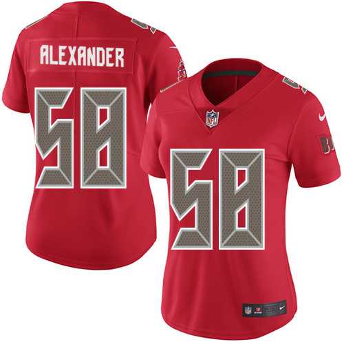 Women's Nike Tampa Bay Buccaneers #58 Kwon Alexander Red Stitched NFL Limited Rush Jersey