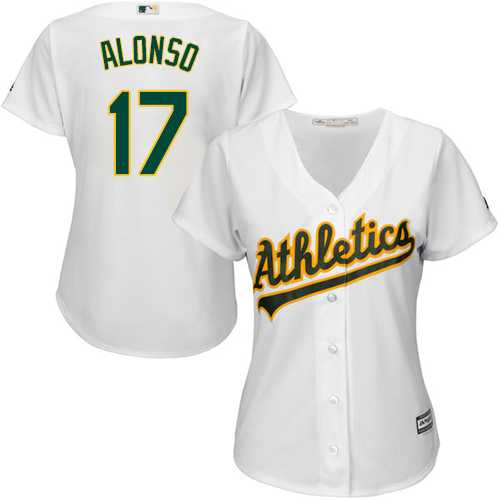 Women's Oakland Athletics #17 Yonder Alonso White Home Stitched MLB Jersey