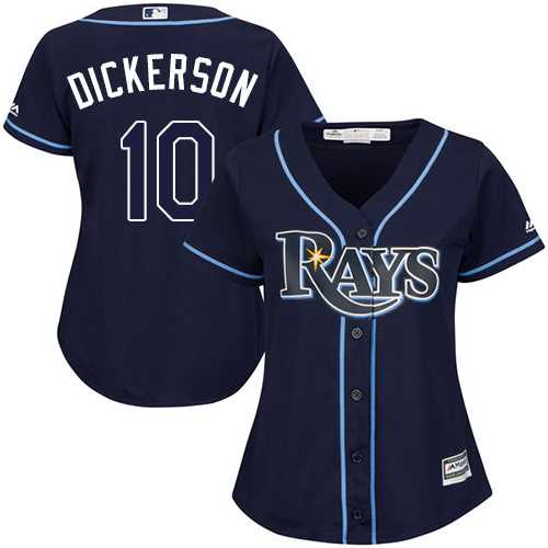 Women's Tampa Bay Rays #10 Corey Dickerson Dark Blue Alternate Stitched MLB Jersey