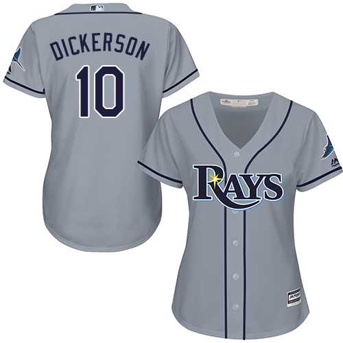 Women's Tampa Bay Rays #10 Corey Dickerson Grey Road Stitched MLB Jersey