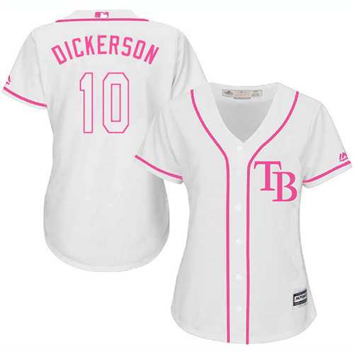 Women's Tampa Bay Rays #10 Corey Dickerson White Pink Fashion Stitched MLB Jersey
