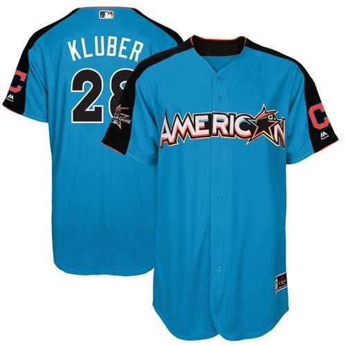 Youth Cleveland Indians #28 Corey Kluber Blue 2017 All-Star American League Stitched MLB Jersey