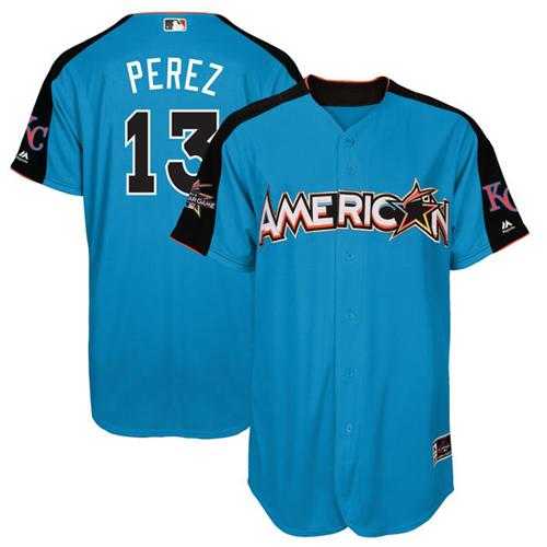 Youth Kansas City Royals #13 Salvador Perez Blue 2017 All-Star American League Stitched MLB Jersey