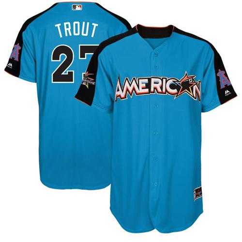 Youth Los Angeles Angels Of Anaheim #27 Mike Trout Blue 2017 All-Star American League Stitched MLB Jersey