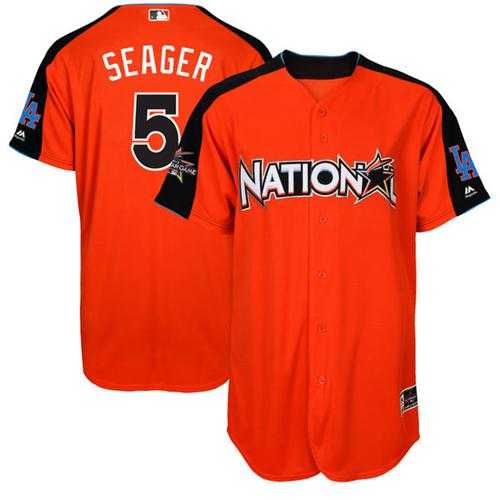 Youth Los Angeles Dodgers #5 Corey Seager Orange 2017 All-Star National League Stitched MLB Jersey